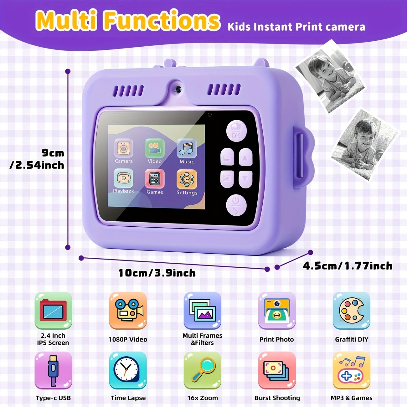 iKIDZY™ Kids Instant Print Camera – 48MP Dual Lens, Photo & Video, Instant Printing Gift Set