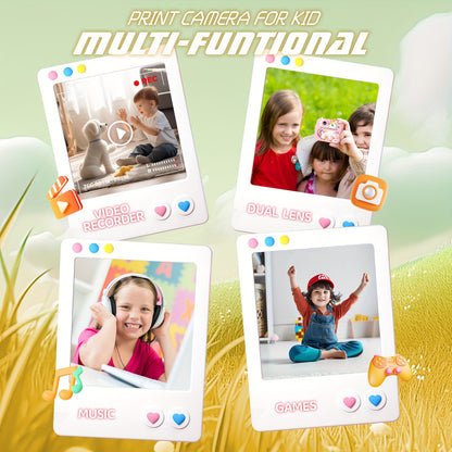 iKIDZY™ Kids Instant Print Camera – 48MP Dual Lens, Photo & Video, Instant Printing Gift Set