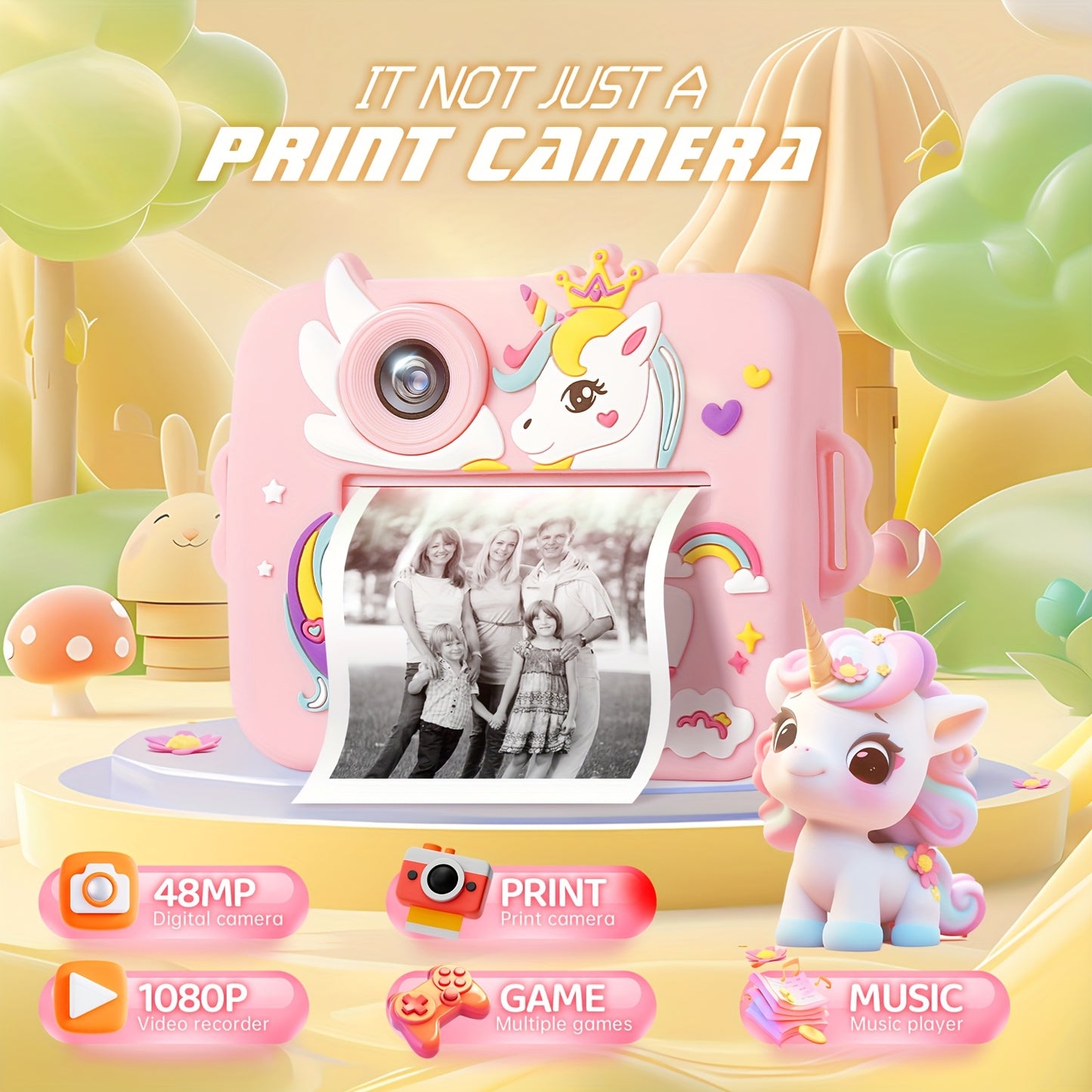 iKIDZY™ Kids Instant Print Camera – 48MP Dual Lens, Photo & Video, Instant Printing Gift Set